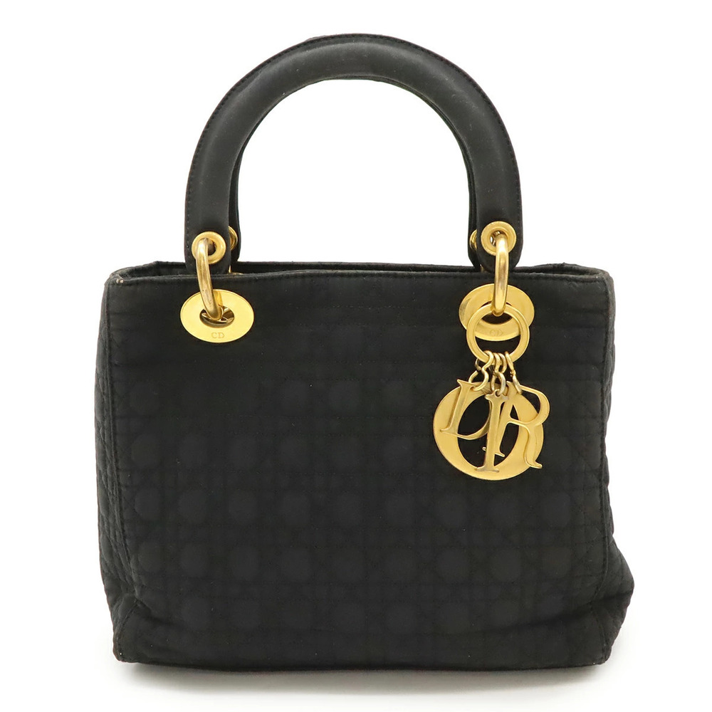 Christian Dior Lady Cannage Handbag Tote Bag Black